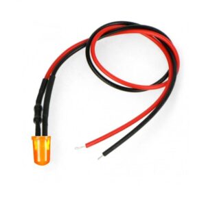 LED dioda oranžová s rezistorem na vodiči 5mm 22-28V