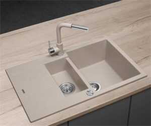 Concept Granitový dřez s vaničkou a odkapem DG205C60be Cubis BÉŽOVÝ