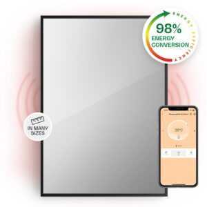 Klarstein La Palma 750 smart ohřívač 2 v 1 Infračervený konvektor 85x60cm 750W Zrcadlová přední strana